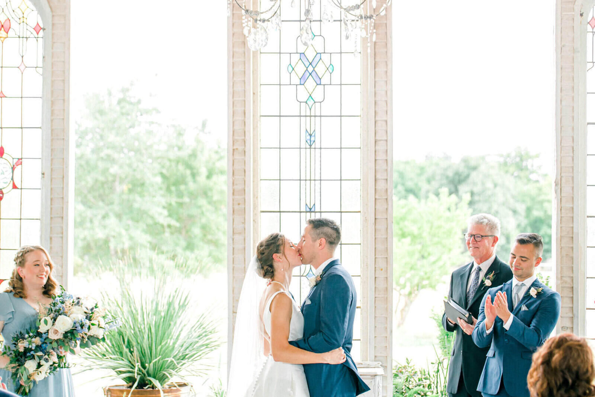 Wedding ceremony in the chapel at Gruene Estate